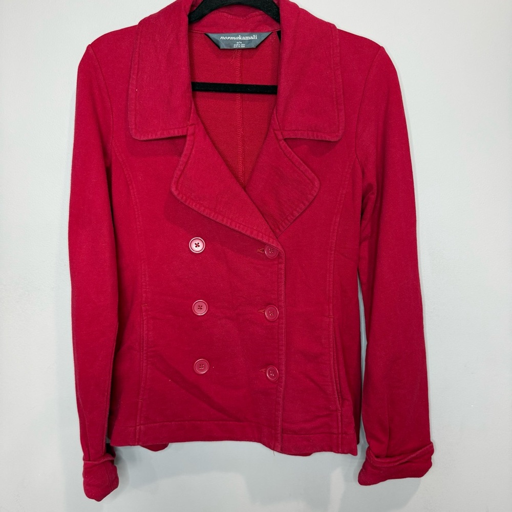 Norma Kamali‎ Vibrant Red Pea Coat Size Medium